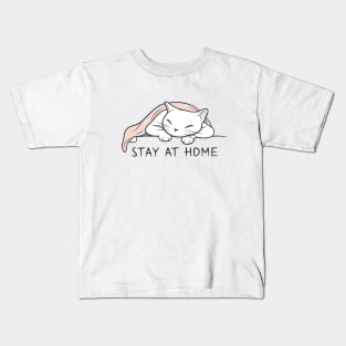 Stay at home with white kitty Kids T-Shirt